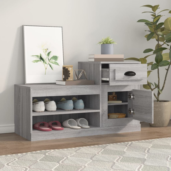 Mueble zapatero madera contrachapada gris Sonoma 100x42x60 cm M 3