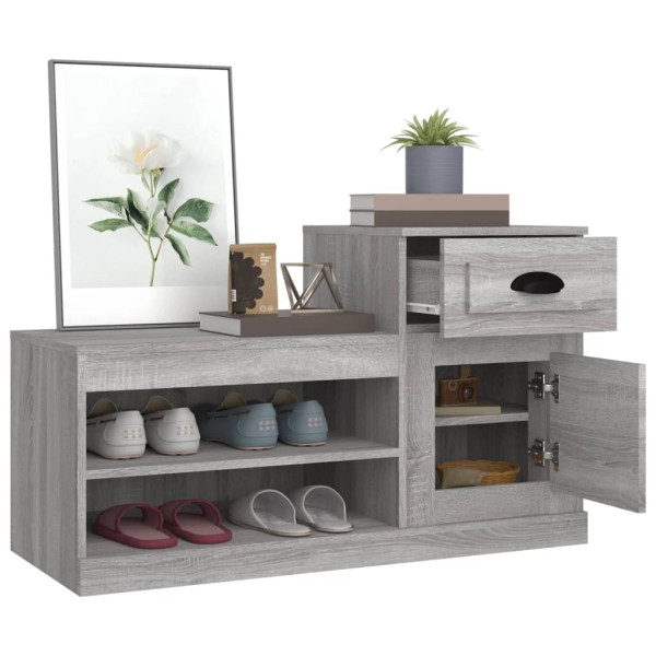 Mueble zapatero madera contrachapada gris Sonoma 100x42x60 cm M 5