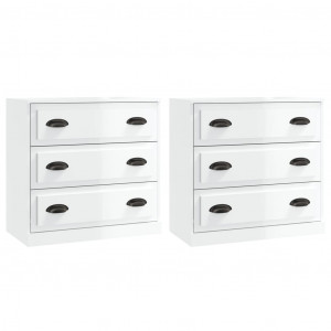 Aparadores 2 uds madera contrachapada blanco brillo H