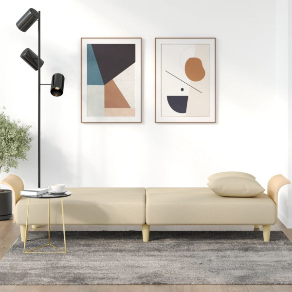 Sofá cama con reposabrazos tela color crema M 3