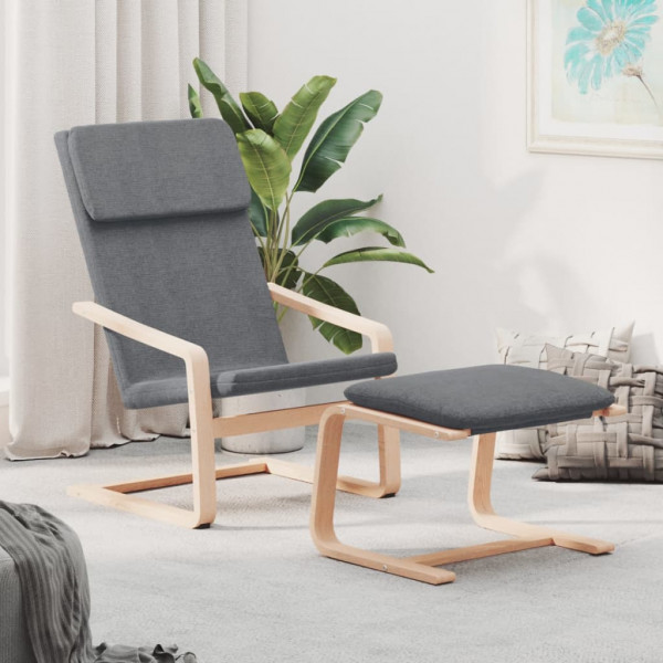 Apoio de pés 51x41x40 cm tecido cinzento-escuro M 3