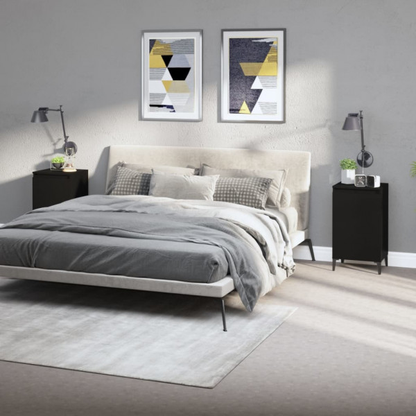 Mesitas de noche 2 uds madera contrachapada negro 40x35x70 cm D
