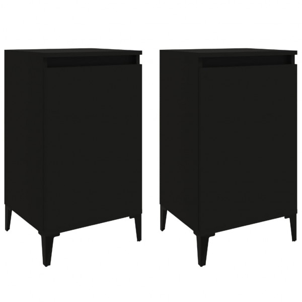 Mesitas de noche 2 uds madera contrachapada negro 40x35x70 cm M 2