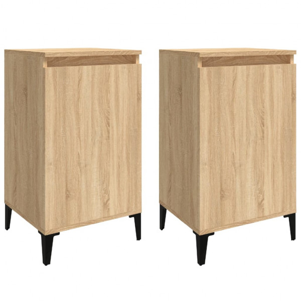 Mesitas de noche 2 uds madera contrachapada roble 40x35x70 cm M 2