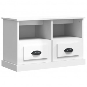 Mueble de TV madera contrachapada blanco brillo 80x35x50 cm H