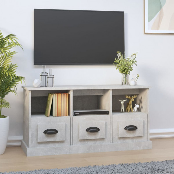Mueble para TV madera contrachapada gris hormigón 100x35x50 cm D