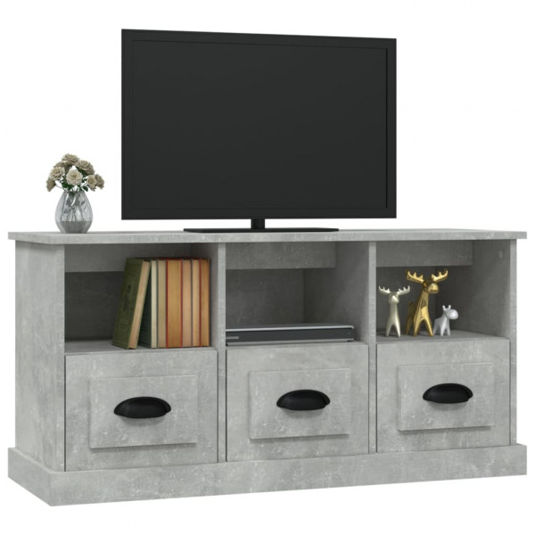 Mueble para TV madera contrachapada gris hormigón 100x35x50 cm M 4