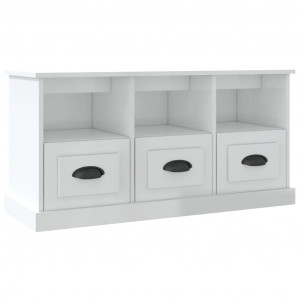 Mueble de TV madera contrachapada blanco brillo 100x35x50 cm H