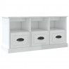 Mueble de TV madera contrachapada blanco brillo 100x35x50 cm 2