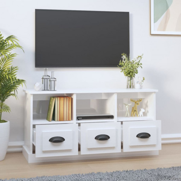 Móvel p/ TV 100x35x50 cm derivados de madeira branco brilhante M 3