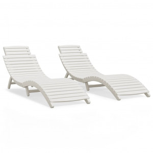 Espreguiçadeiras 2 pcs 184x55x64 cm acácia maciça branco H