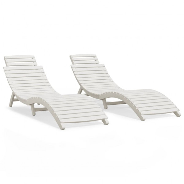 Espreguiçadeiras 2 pcs 184x55x64 cm acácia maciça branco M 2