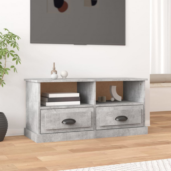Mueble de TV madera contrachapada gris hormigón 93x35.5x45 cm D