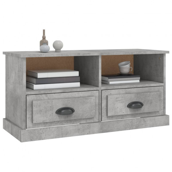 Mueble de TV madera contrachapada gris hormigón 93x35.5x45 cm M 4