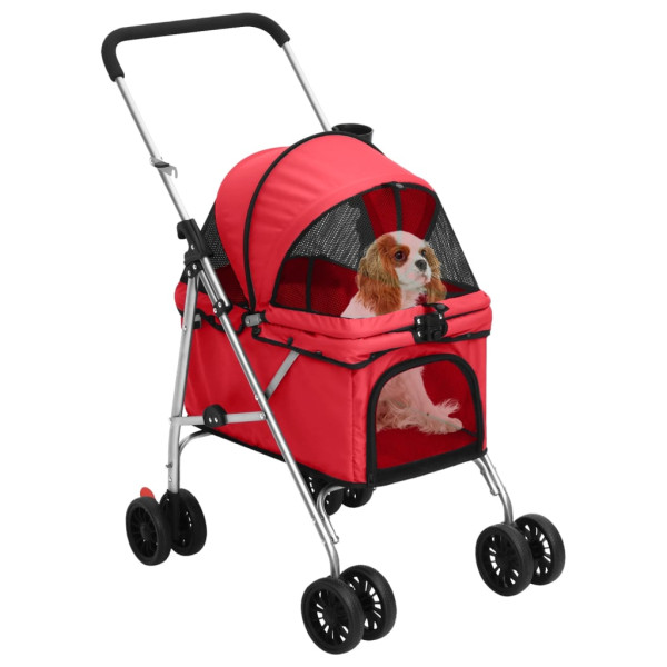 Carrinho dobrável para cães 76x50x100 cm tecido oxford vermelho M 2
