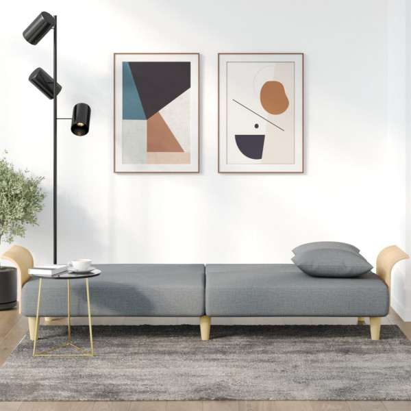 Sofá cama con reposabrazos tela gris claro M 3