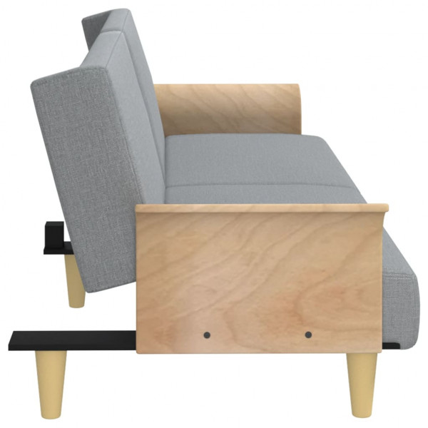 Sofá cama con reposabrazos tela gris claro M 5