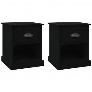 Mesitas de noche 2 uds madera contrachapada negro 39x39x47.5 cm H