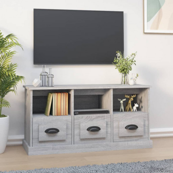 Mueble para TV madera contrachapada gris Sonoma 100x35x50 cm D