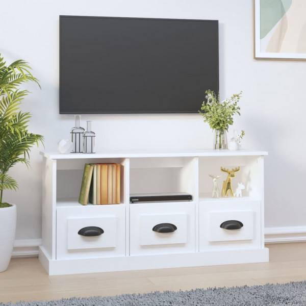 Mueble de TV madera contrachapada blanco 100x35x50 cm D