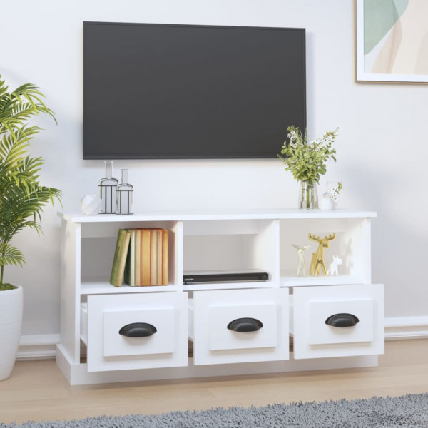 Mueble de TV madera contrachapada blanco 100x35x50 cm M 3