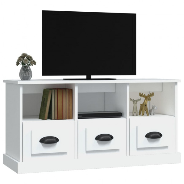 Mueble de TV madera contrachapada blanco 100x35x50 cm M 4