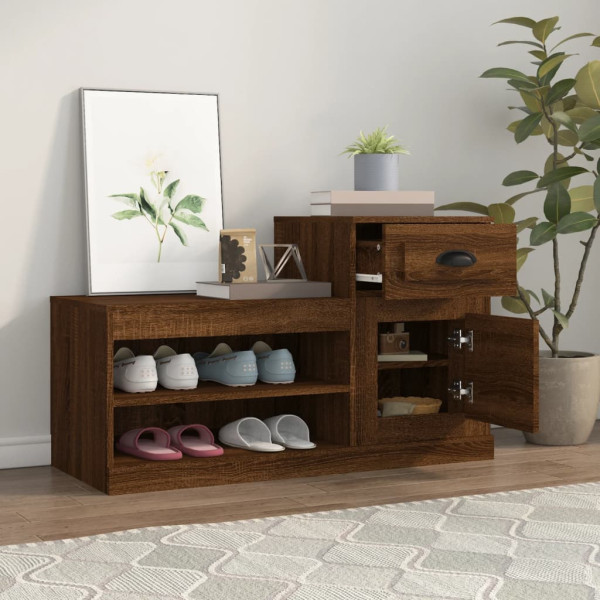 Mueble zapatero madera contrachapada roble marrón 100x42x60 cm M 3