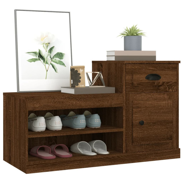 Mueble zapatero madera contrachapada roble marrón 100x42x60 cm M 4