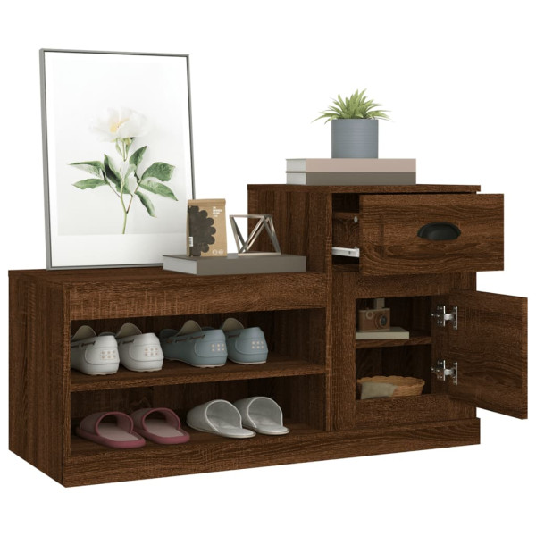 Mueble zapatero madera contrachapada roble marrón 100x42x60 cm M 5