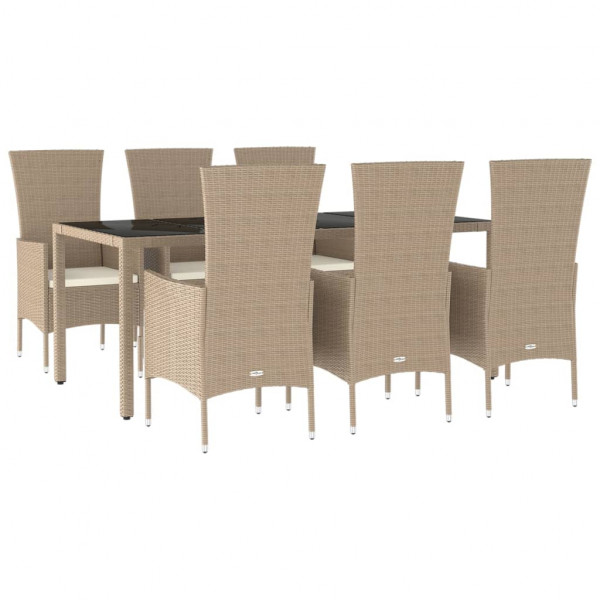 Set comedor de jardín 7 pzas con cojines ratán sintético beige M 3