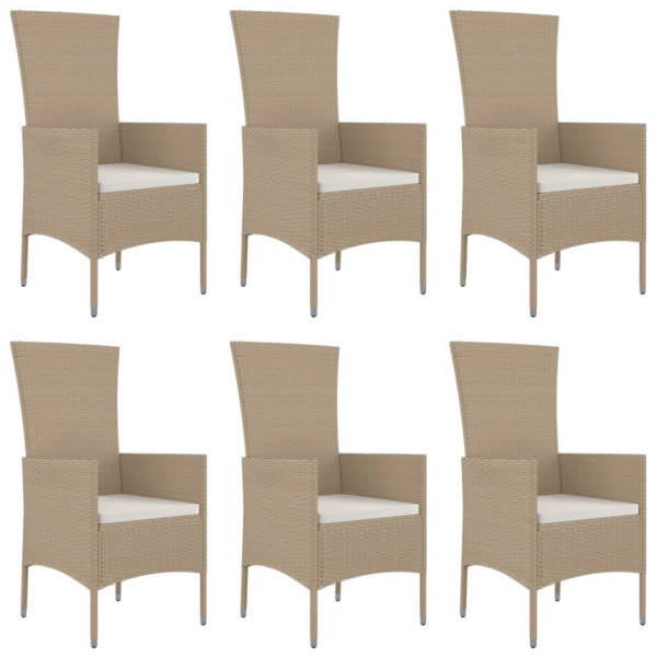 Set comedor de jardín 7 pzas con cojines ratán sintético beige M 4
