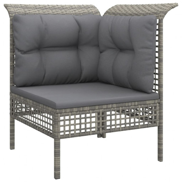 Set de muebles de jardín 6 pzas y cojines ratán sintético gris M 4