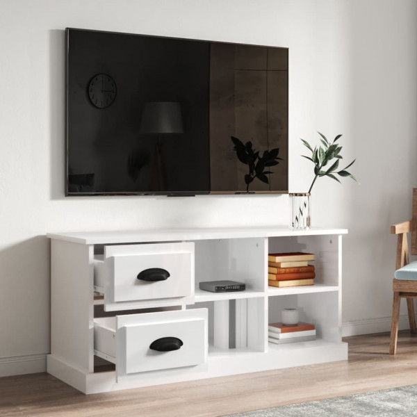 Mueble de TV madera contrachapada blanco brillo 102x35.5x47.5cm M 3