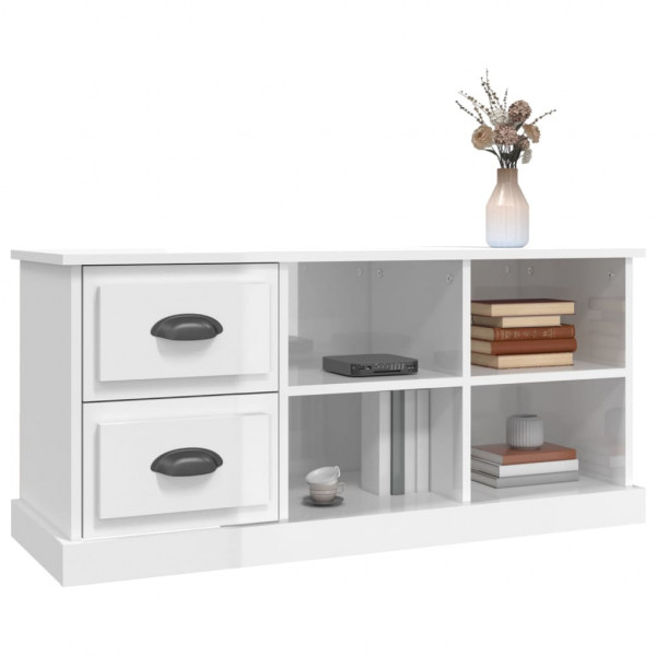 Mueble de TV madera contrachapada blanco brillo 102x35.5x47.5cm M 4
