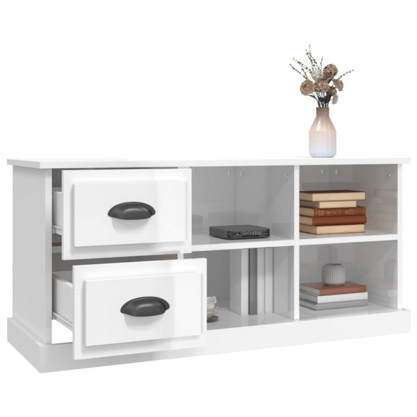 Mueble de TV madera contrachapada blanco brillo 102x35.5x47.5cm M 5