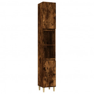 Armario de baño madera contrachapada roble ahumado 30x30x190 cm H