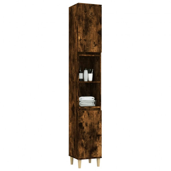 Armario de baño madera contrachapada roble ahumado 30x30x190 cm M 4