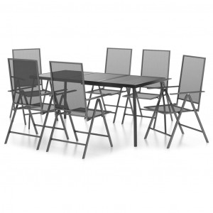 7 pcs conjunto de jantar para jardim aço antracite H