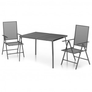 3 pcs conjunto de jantar para jardim aço antracite H