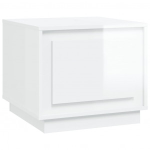 Mesa de centro madera contrachapada blanco brillo 51x50x44 cm H