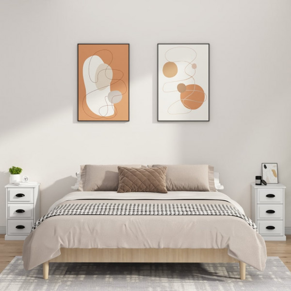 Mesita de noche madera contrachapada blanca 39x39x67 cm M 3