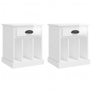 Mesas de cabeceira 2 pcs 43x36x50 cm branco brilhante H