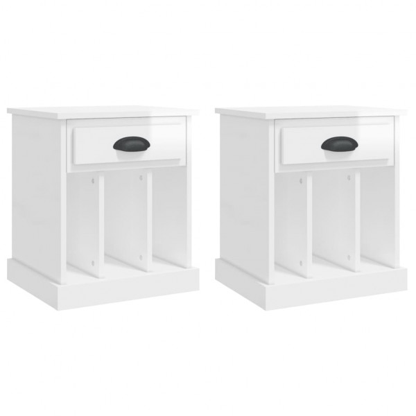 Mesas de cabeceira 2 pcs 43x36x50 cm branco brilhante M 2