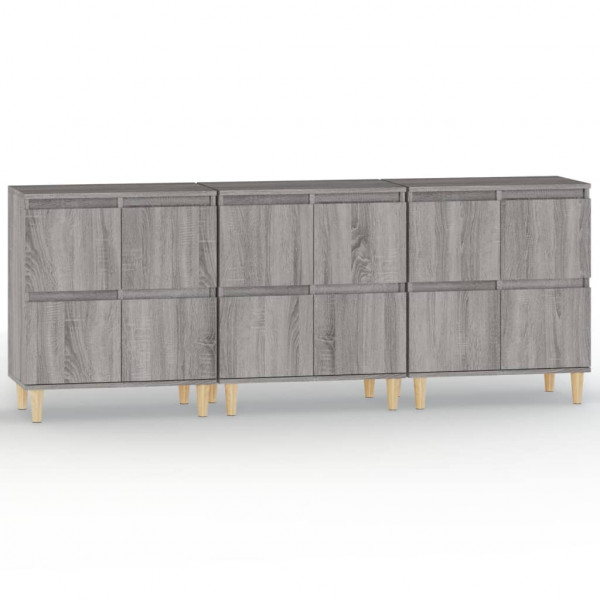 Aparadores 3 uds madera contrachapada gris Sonoma 60x35x70 cm M 2