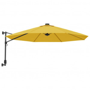 Guarda-sol de parede com luzes LED 290 cm amarelo H