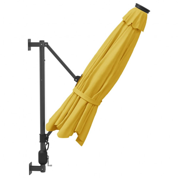Guarda-sol de parede com luzes LED 290 cm amarelo M 5