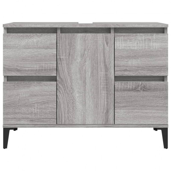 Armario de lavabo madera contrachapada gris Sonoma 80x33x60 cm M 5