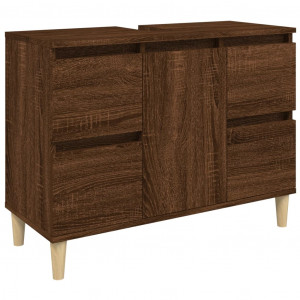 Armario de lavabo madera contrachapada roble marrón 80x33x60 cm H