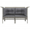 Sofás de canto p/ jardim c/ almofadões 2 pcs vime PE cinzento 3