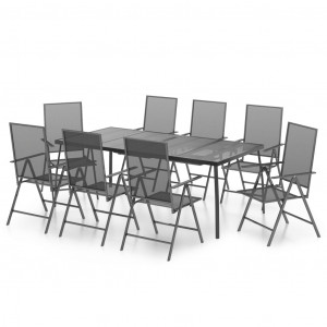 9 pcs conjunto de jantar para jardim aço antracite H
